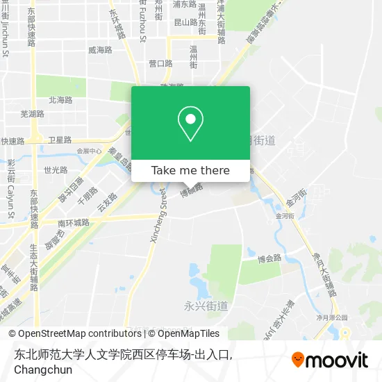 东北师范大学人文学院西区停车场-出入口 map