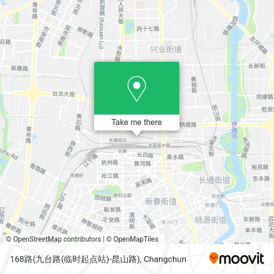 168路(九台路(临时起点站)-昆山路) map