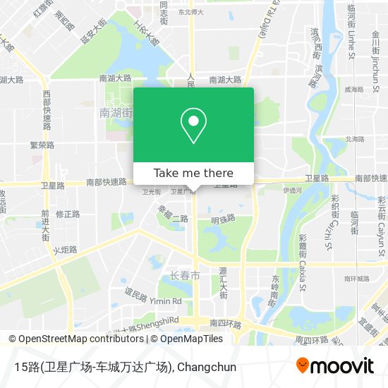 15路(卫星广场-车城万达广场) map