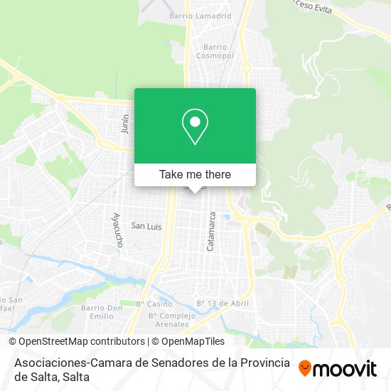 Asociaciones-Camara de Senadores de la Provincia de Salta map