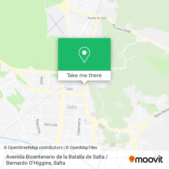 Mapa de Avenida Bicentenario de la Batalla de Salta / Bernardo O'Higgins