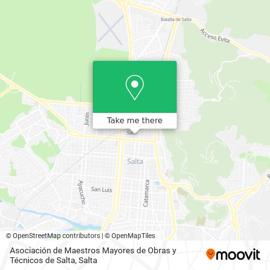 Mapa de Asociación de Maestros Mayores de Obras y Técnicos de Salta