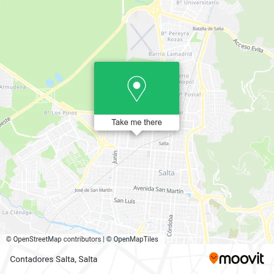 Contadores Salta map