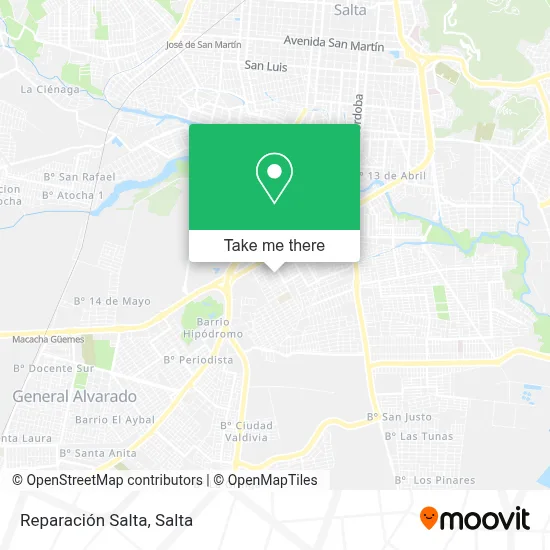 Reparación Salta map