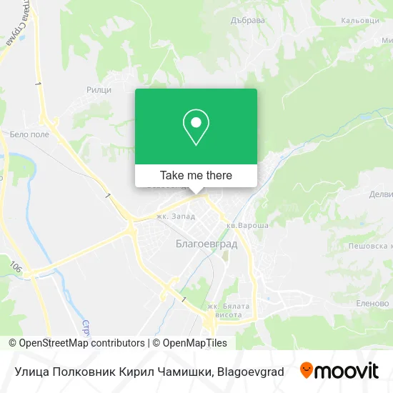 Карта Улица Полковник Кирил Чамишки