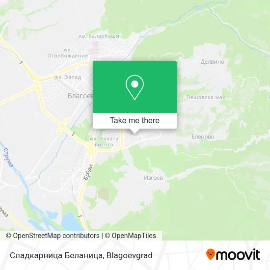 Карта Сладкарница Беланица