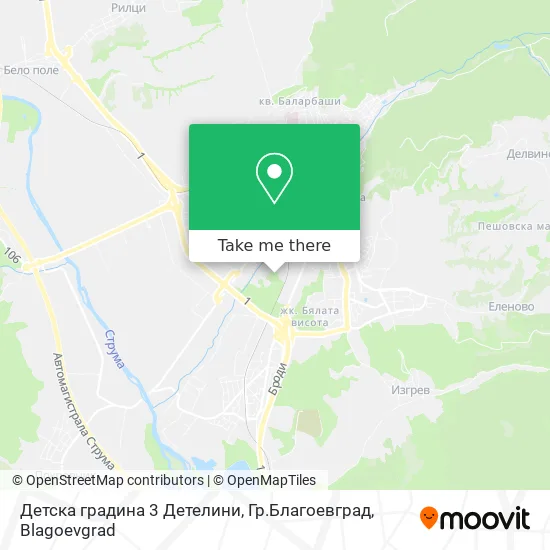 Карта Детска градина 3 Детелини, Гр.Благоевград