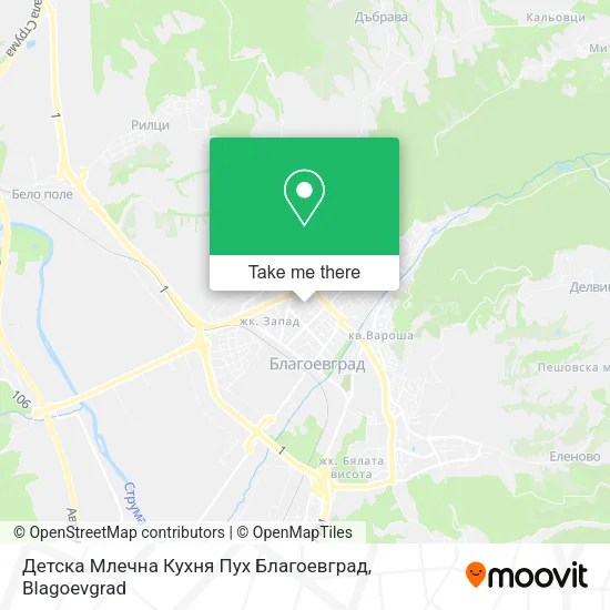 Карта Детска Млечна Кухня Пух Благоевград