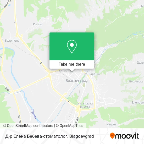 Карта Д-р Елена Бебева-стоматолог