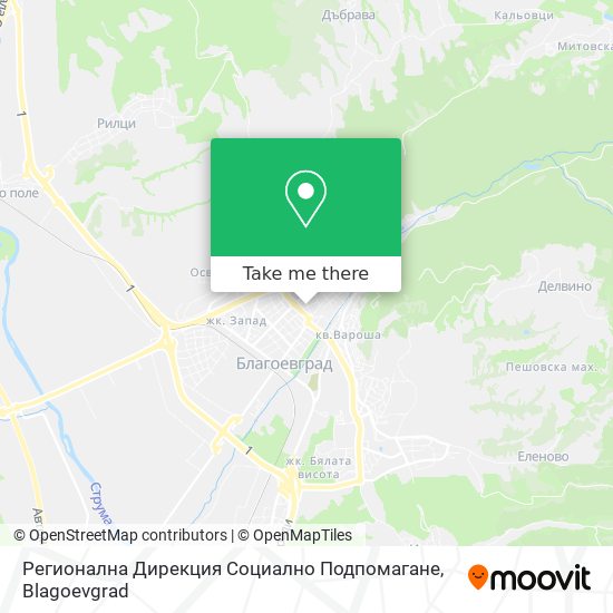 Карта Регионална Дирекция Социално Подпомаганe