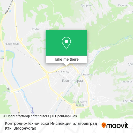 Карта Контролно-Техническа Инспекция Благоевград Кти