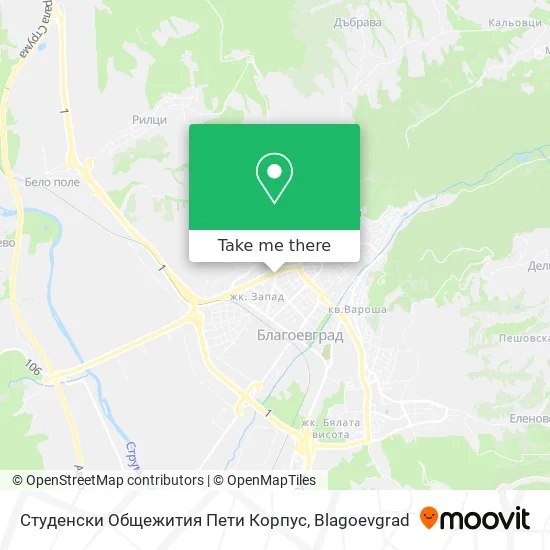 Карта Студенски Общежития Пети Корпус