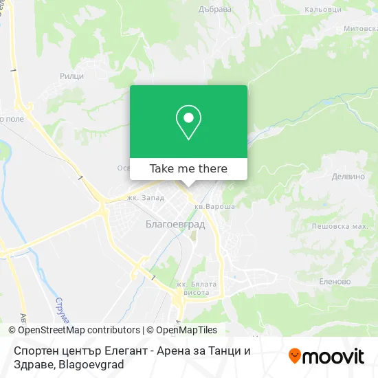 Карта Спортен център Елегант - Арена за Танци и Здраве