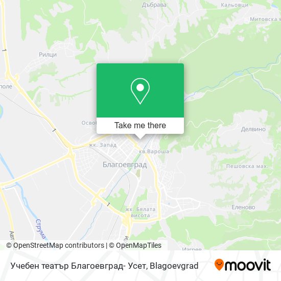 Карта Учебен театър Благоевград- Усет