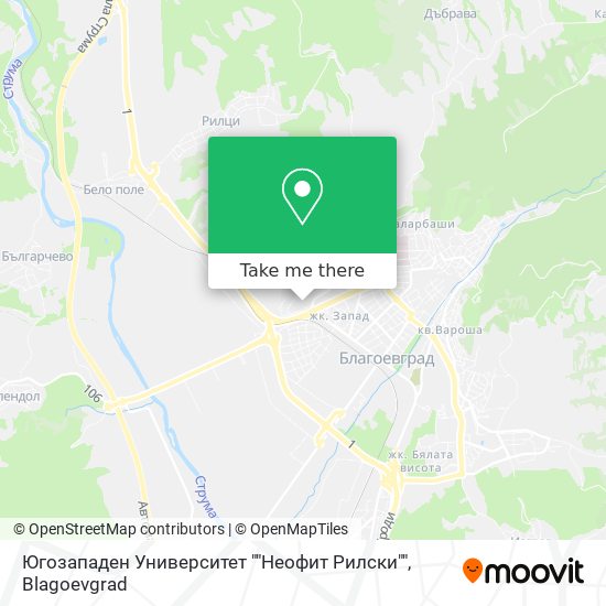 Югозападен Университет ""Неофит Рилски"" map