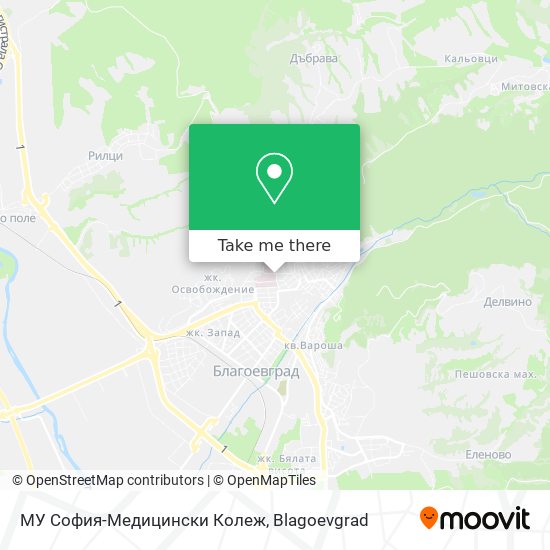 Карта МУ София-Медицински Колеж