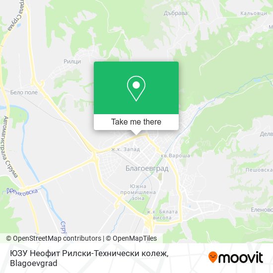 ЮЗУ Неофит Рилски-Технически колеж map