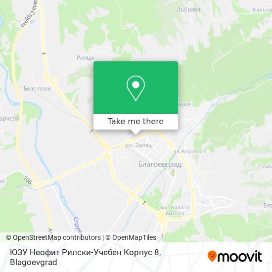 ЮЗУ Неофит Рилски-Учебен Корпус 8 map