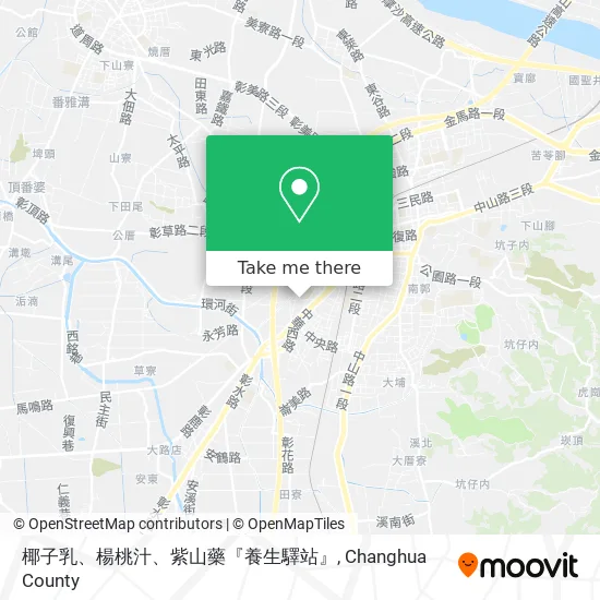 椰子乳、楊桃汁、紫山藥『養生驛站』地圖