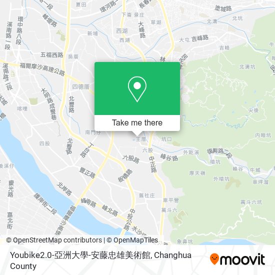 Youbike2.0-亞洲大學-安藤忠雄美術館地圖
