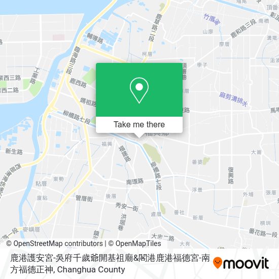 鹿港護安宮-吳府千歲爺開基祖廟&閣港鹿港福德宮-南方福德正神地圖