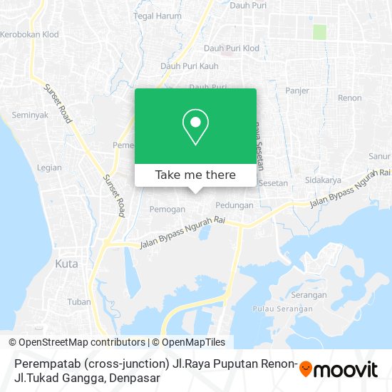 Perempatab (cross-junction) Jl.Raya Puputan Renon-Jl.Tukad Gangga map
