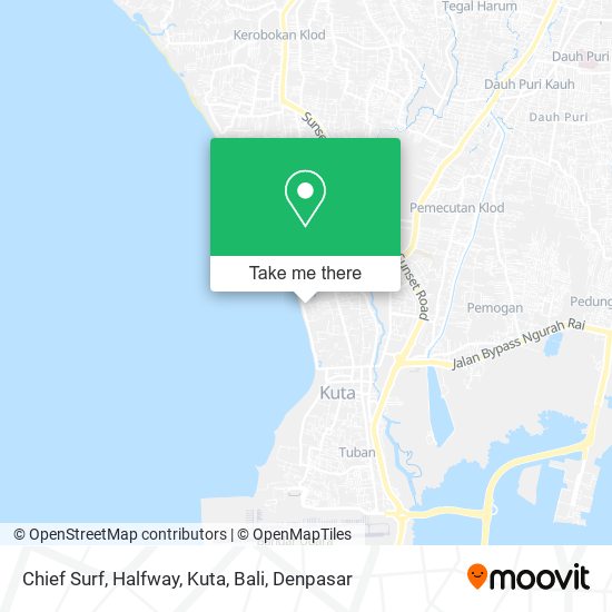 Chief Surf, Halfway, Kuta, Bali map
