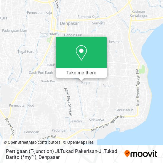 Pertigaan (T-junction) Jl.Tukad Pakerisan-Jl.Tukad Barito (*my™) map