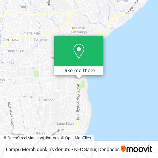 Lampu Merah dunkin's donuts - KFC Sanur map