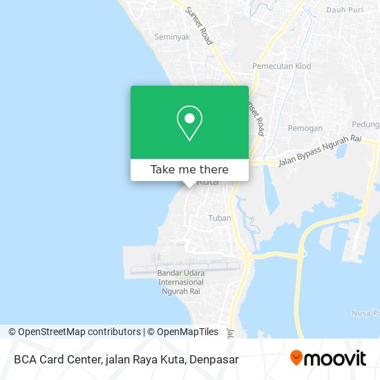BCA Card Center, jalan Raya Kuta map