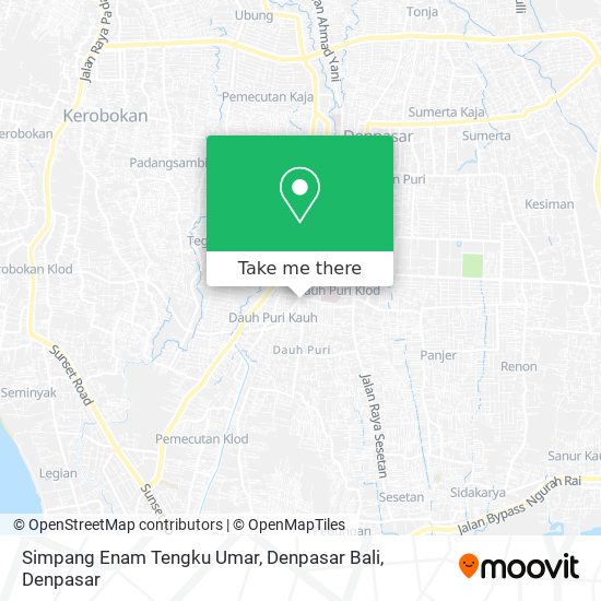 Simpang Enam Tengku Umar, Denpasar Bali map