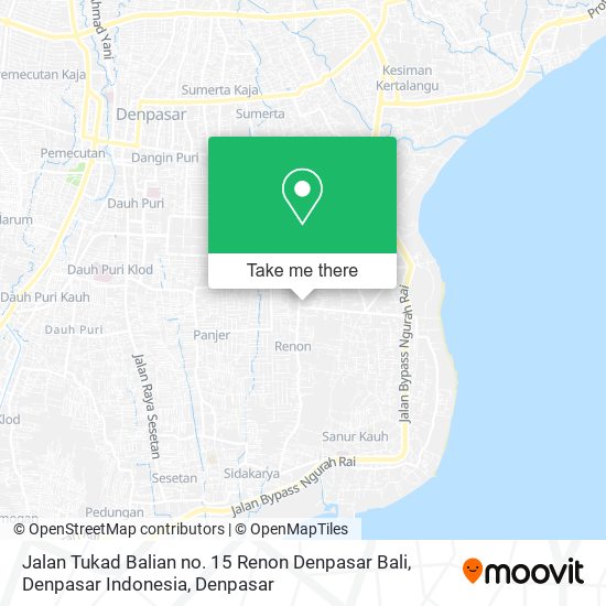 Jalan Tukad Balian no. 15 Renon Denpasar Bali, Denpasar Indonesia map