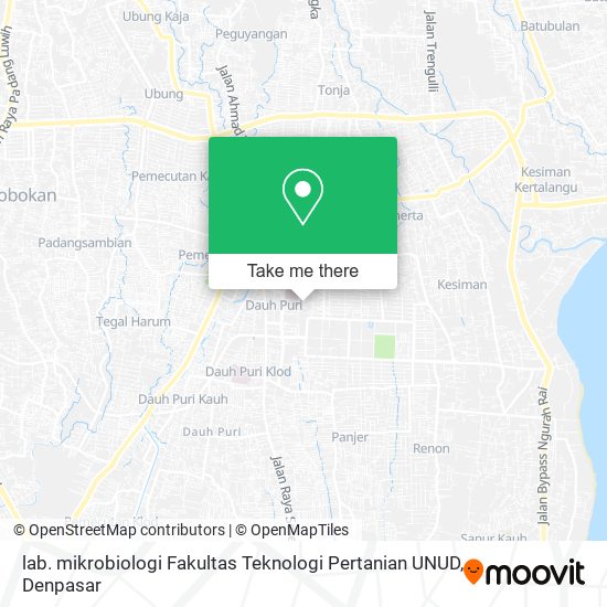 lab. mikrobiologi Fakultas Teknologi Pertanian UNUD map