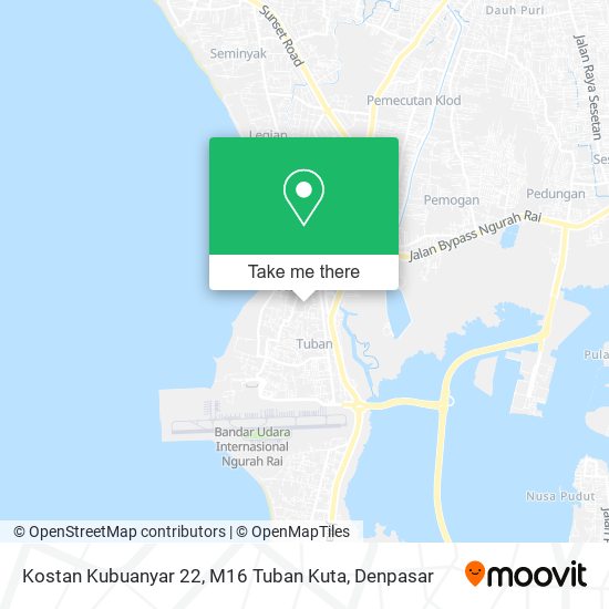Kostan Kubuanyar 22, M16 Tuban Kuta map