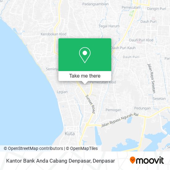 Kantor Bank Anda Cabang Denpasar map
