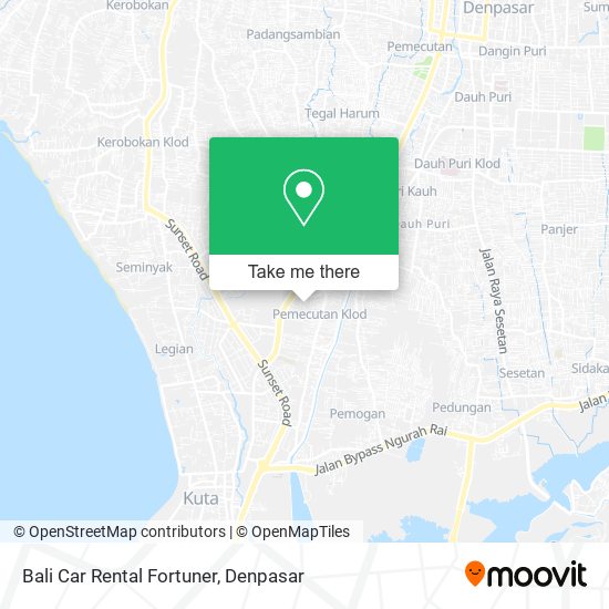 Bali Car Rental Fortuner map