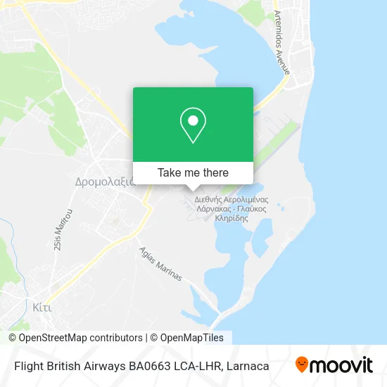 Flight British Airways BA0663 LCA-LHR map