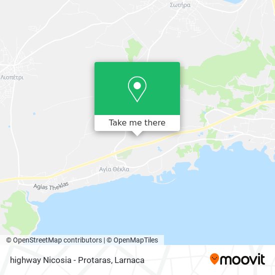 highway Nicosia - Protaras map