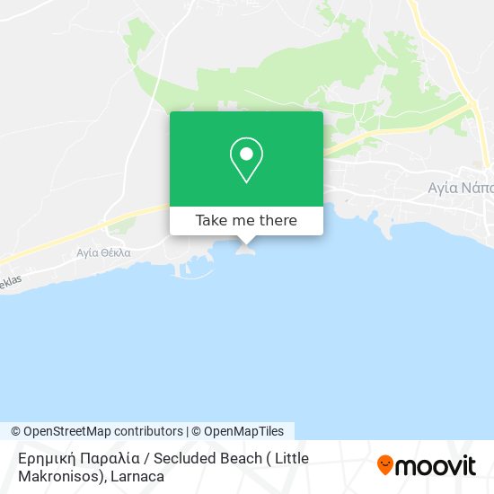 Ερημική Παραλία / Secluded Beach ( Little Makronisos) χάρτης