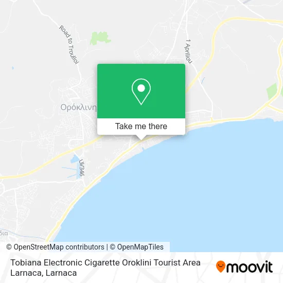 Tobiana Electronic Cigarette Oroklini Tourist Area Larnaca map