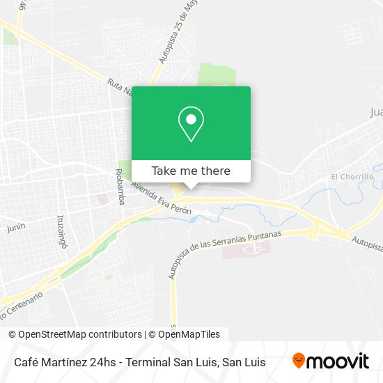 Mapa de Café Martínez 24hs - Terminal San Luis
