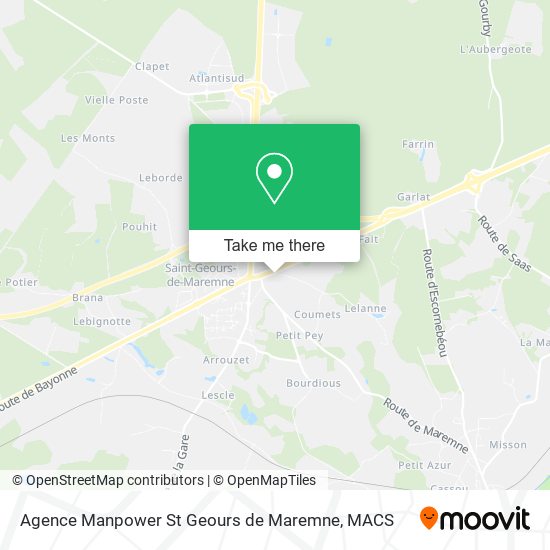 Mapa Agence Manpower St Geours de Maremne