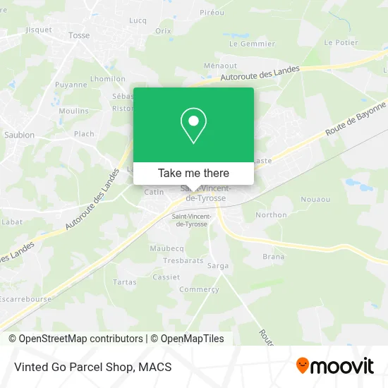 Mapa Vinted Go Parcel Shop