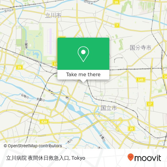 立川病院 夜間休日救急入口 map