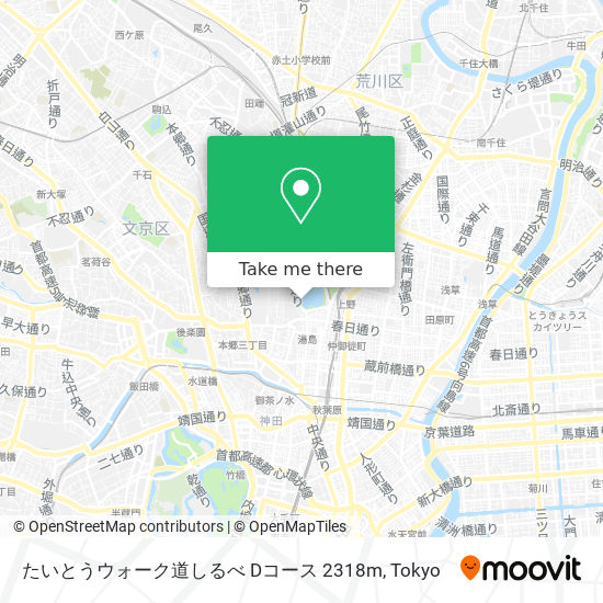 たいとうウォーク道しるべ Dコース 2318m map