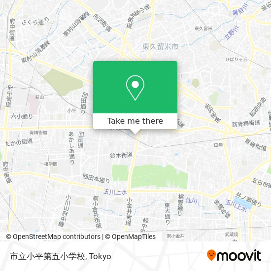 Kodaira City Fifth Elementary School map