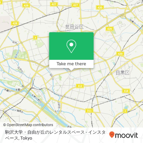 駒沢大学・自由が丘のレンタルスペース - インスタベース map
