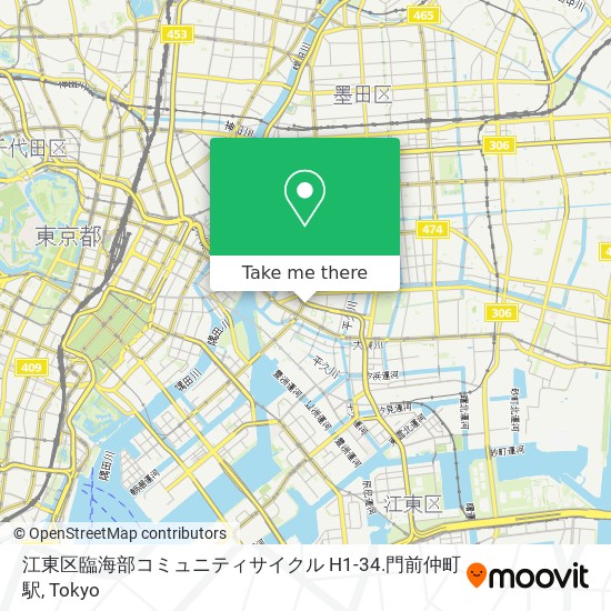 江東区臨海部コミュニティサイクル H1-34.門前仲町駅 map