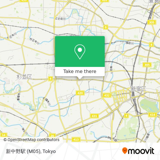 怎樣搭地鐵或巴士去杉並区的新中野駅 M05 Moovit