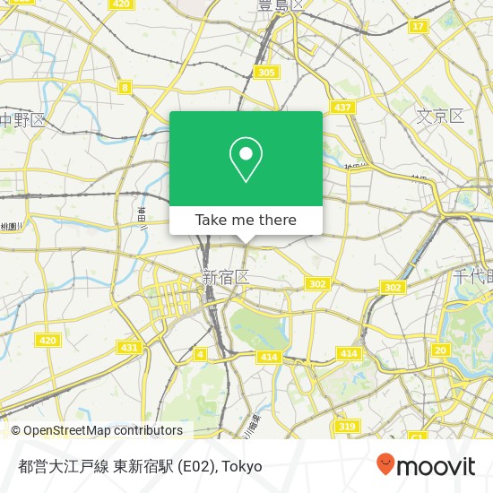 都営大江戸線 東新宿駅 (E02) map